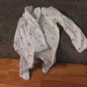 White onesie pink flowers ... worn once